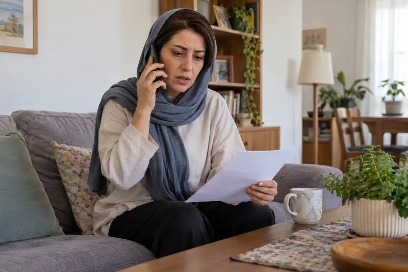 تماس تلفنی برای کمک، همراه با برگهٔ ترخیص