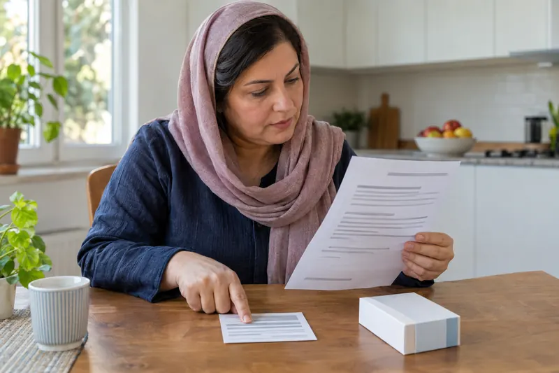 خواندن برگهٔ ترخیص و اشاره به کارت درمان روی میز