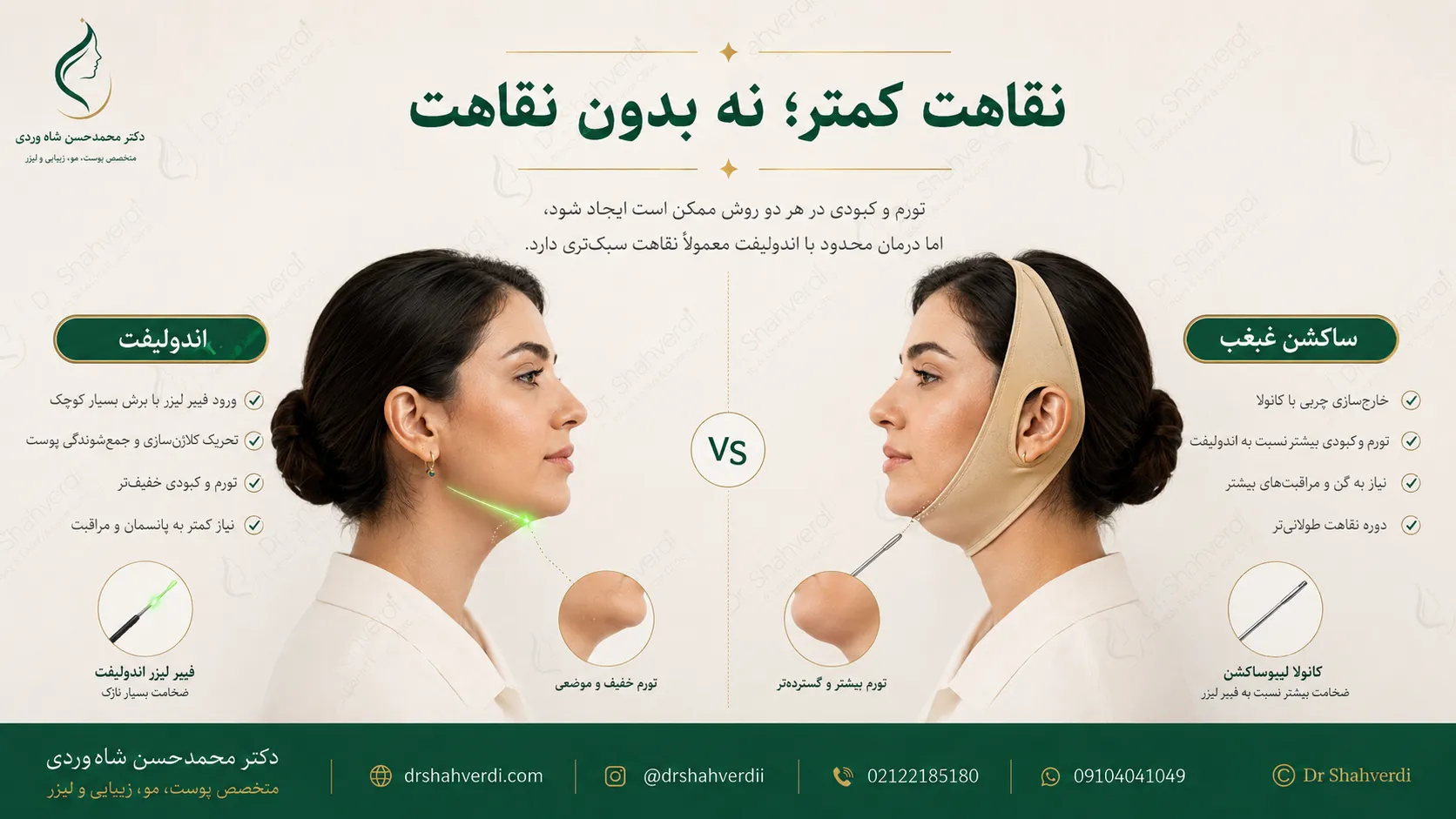 مقایسه دوره بهبود اندولیفت غبغب و ساکشن غبغب