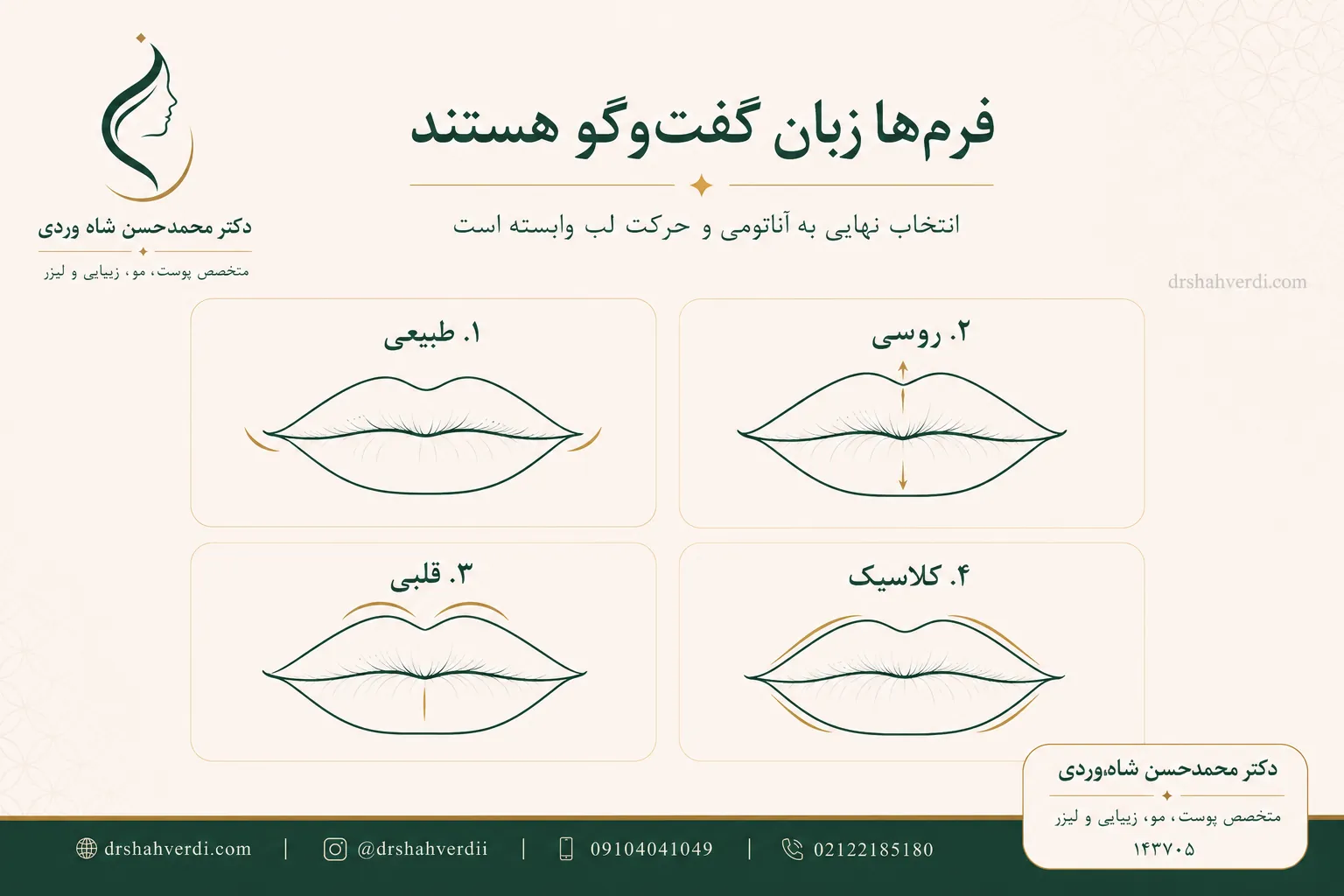 مقایسه مدل ژل لب طبیعی، روسی، قلبی و کلاسیک