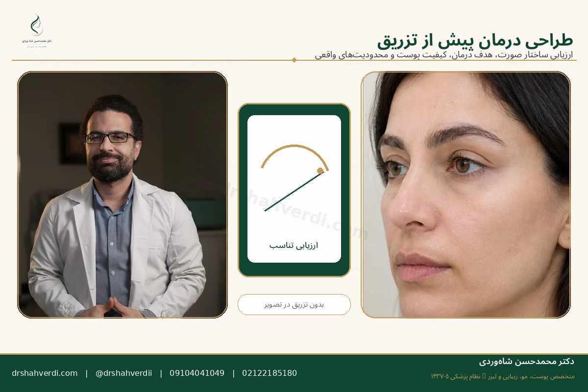 مشاوره تخصصی فیلر گونه و ارزیابی تناسب صورت توسط دکتر شاه‌وردی