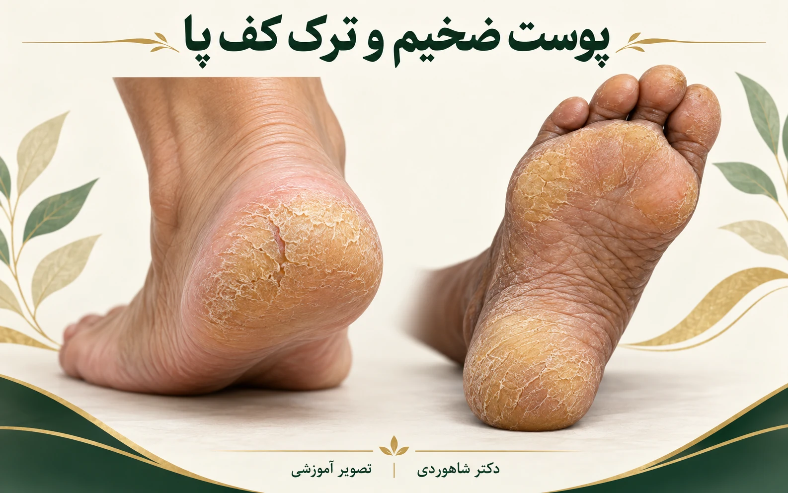 کف پا با ضخامت محدود پاشنه و ضخامت گسترده در دو نمونه