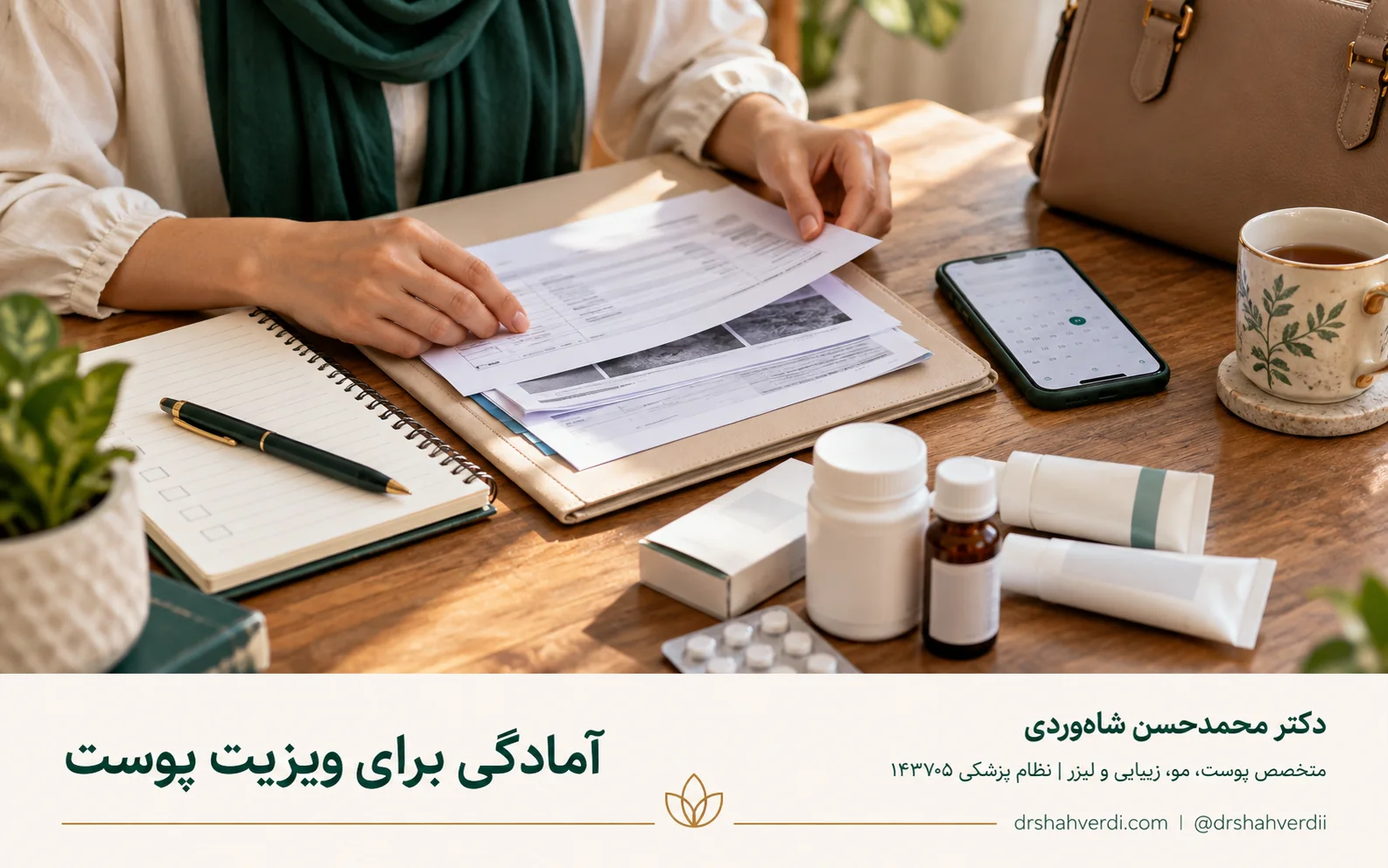 آماده‌کردن گزارش‌ها، عکس‌های قبلی و فهرست داروها برای ویزیت