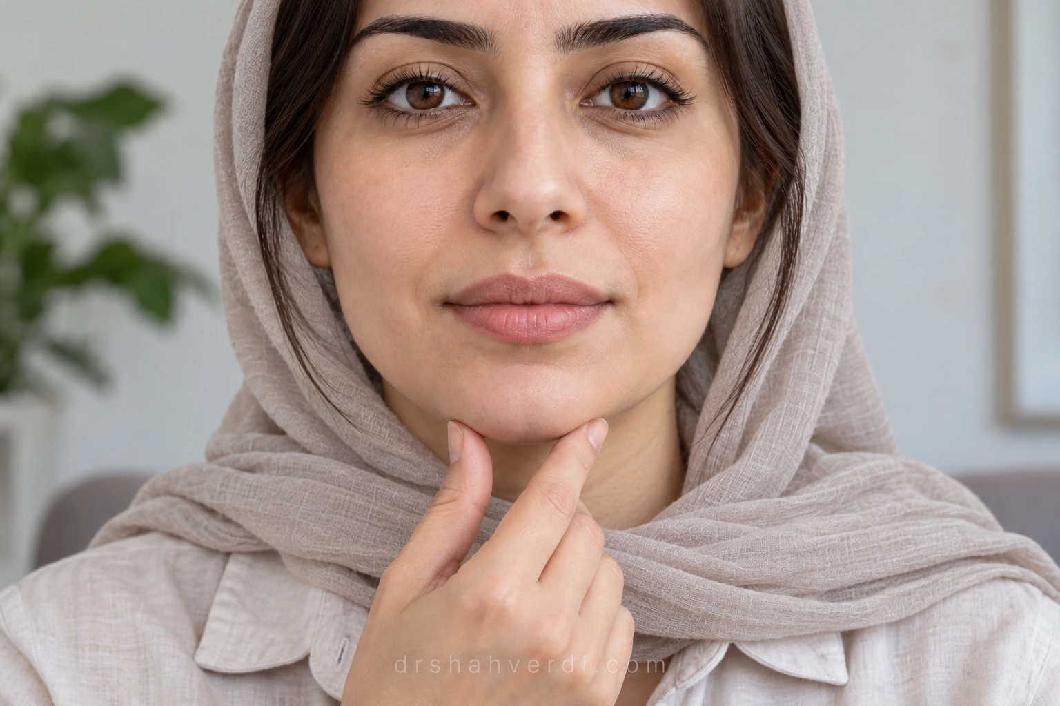 بررسی عرض چانه از روبه‌رو