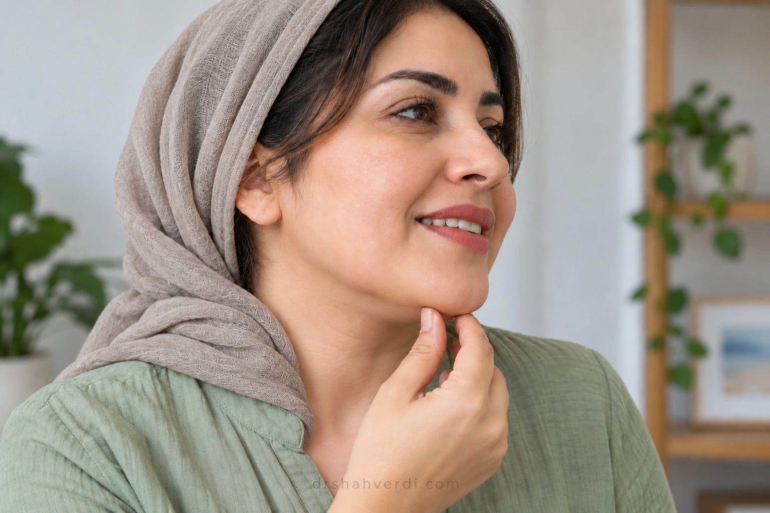 فرم چانه در لبخند طبیعی