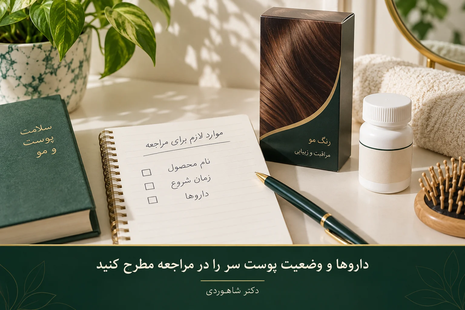 دفتر ثبت نام محصول، زمان شروع و داروها کنار بستهٔ رنگ و بطری نمونه