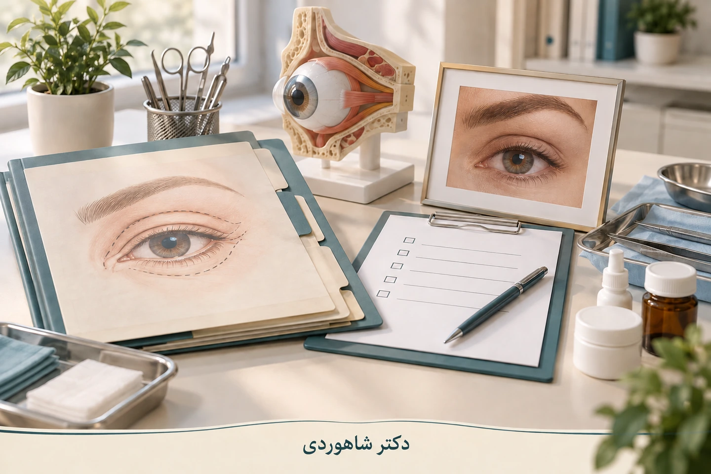 مدل اطراف چشم، عکس چشم و برگه پرسش‌های جلسه ارزیابی