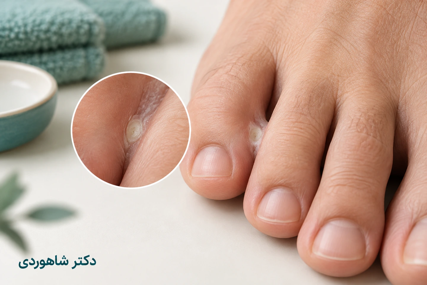 میخچه نرم در فضای بین انگشتان