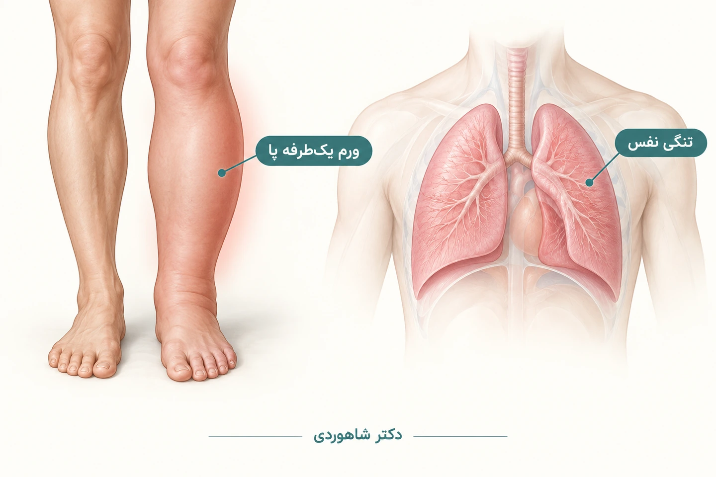 ورم یکطرفه پا و تنگی نفس بهعنوان علائم هشدار