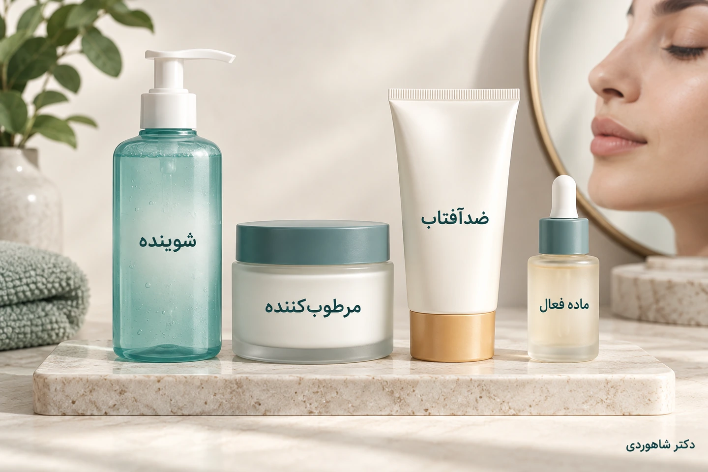 روتین ساده شامل شوینده، مرطوبکننده و ضدآفتاب