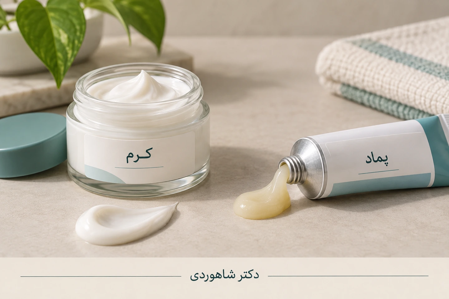 کرم سفید و پماد چرب در دو ظرف جدا