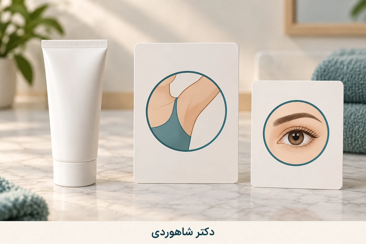 تیوب موضعی دربسته کنار کارت ناحیه زیر بغل و چشم