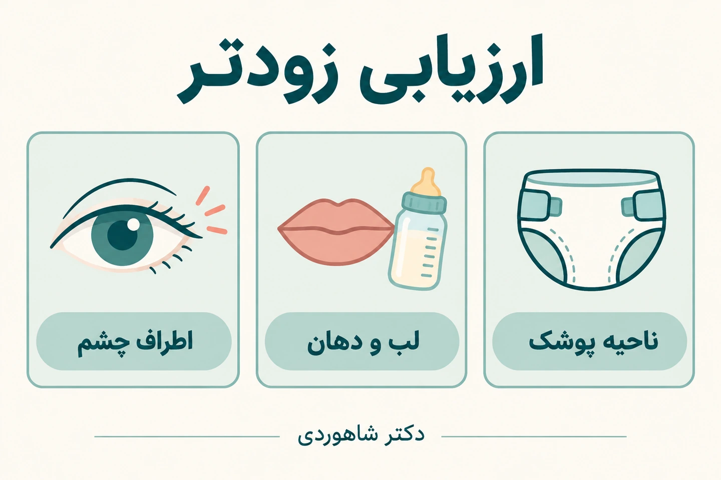 محلهای نیازمند توجه زودتر در اطراف چشم، لب و ناحیه پوشک