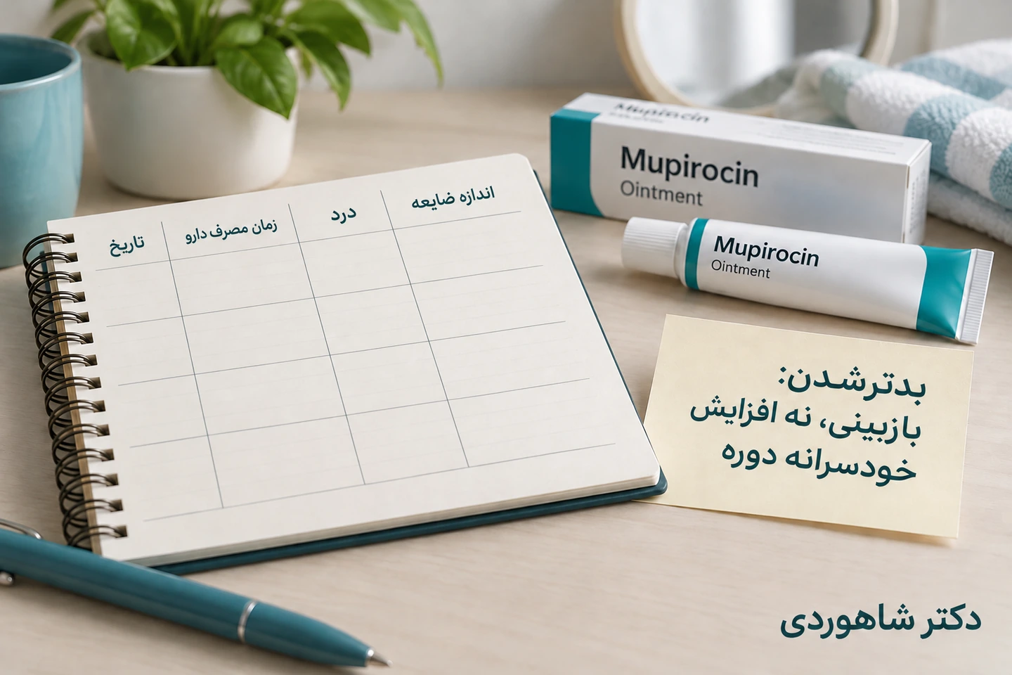 ثبت تغییر اندازه ضایعه، درد و زمان مصرف دارو برای پیگیری