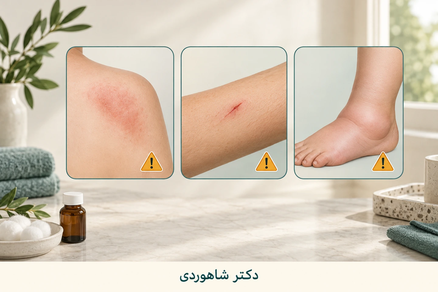 کارتهای مستقل تحریک، ضایعه تازه و تورم با علامت هشدار