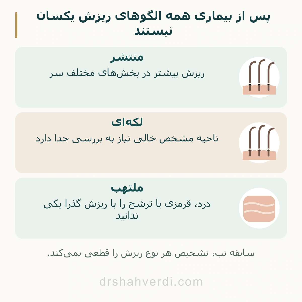 پس از بیماری همه الگوهای ریزش یکسان نیستند