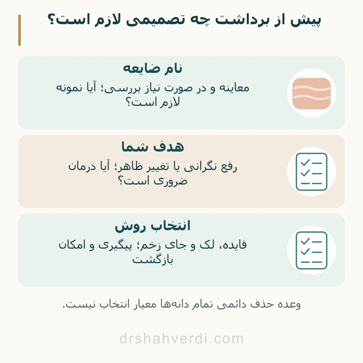 سه مرحله تشخیص، تعیین هدف و مقایسه فایده و خطر
