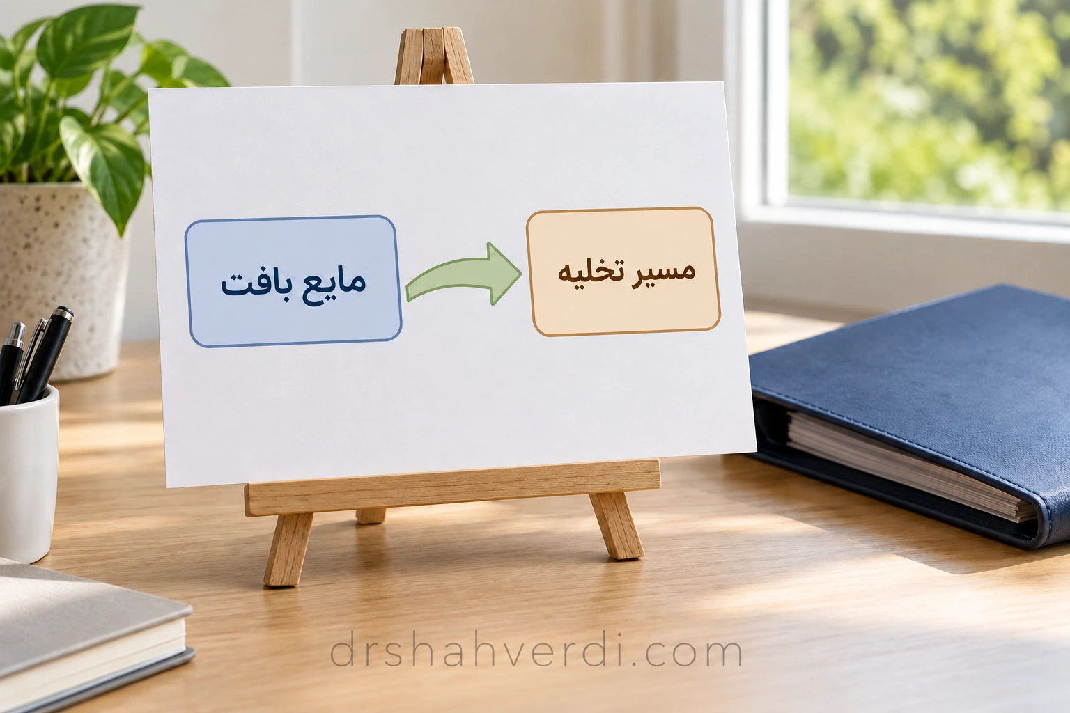 طرح ساده مسیر جابه‌جایی مایع روی برگه مستقل کنار پوشه