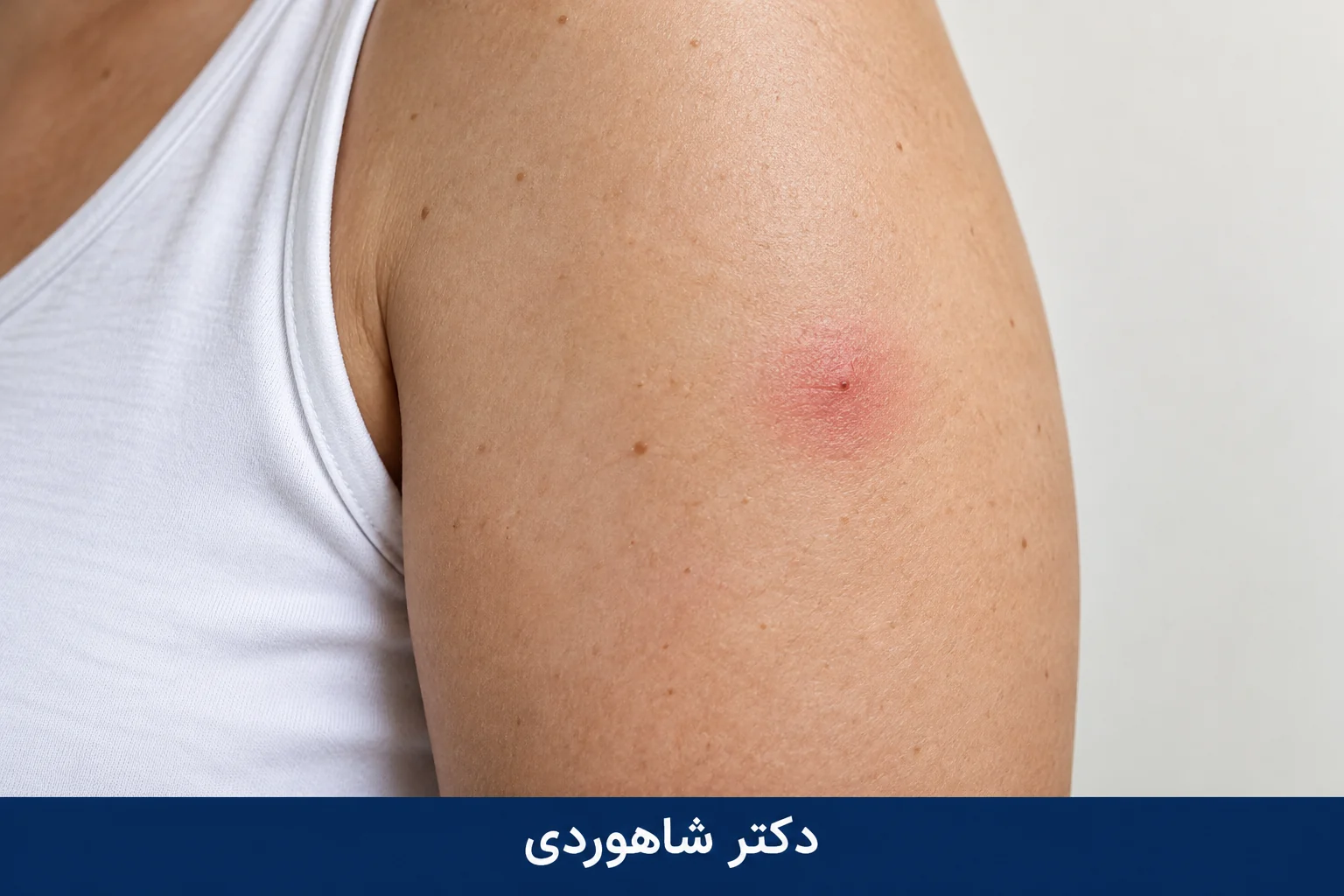 نمای قرمزی محدود پوست بازو و نقطه کوچک مرکزی