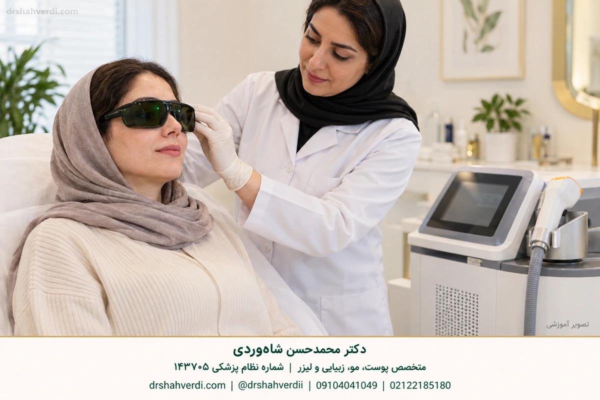 Illustrative laser preparation with protective eye shields