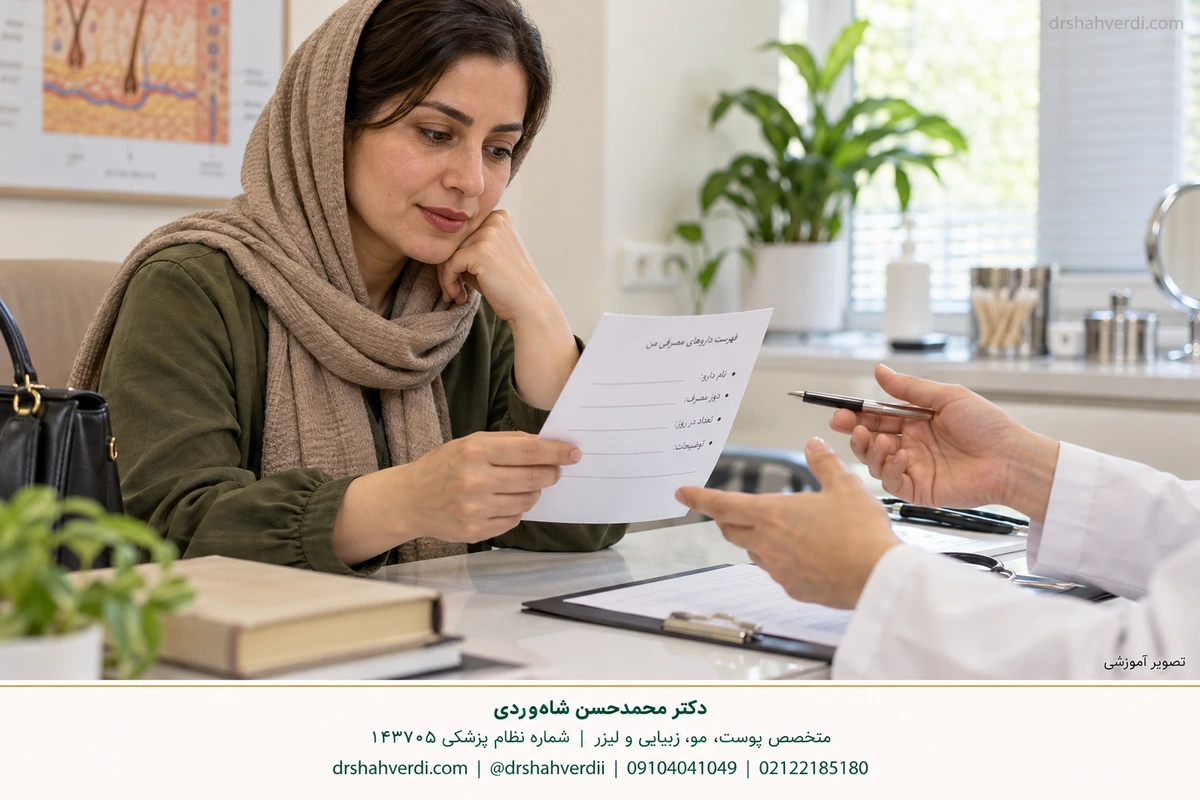 Reviewing the sequence of skin changes during an illustrative consultation