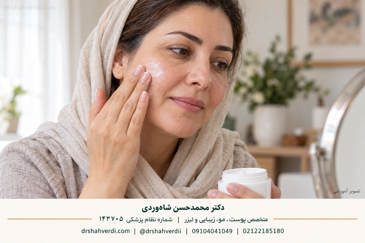 نمونه آموزشی خشکی و پوسته‌ریزی خفیف گونه
