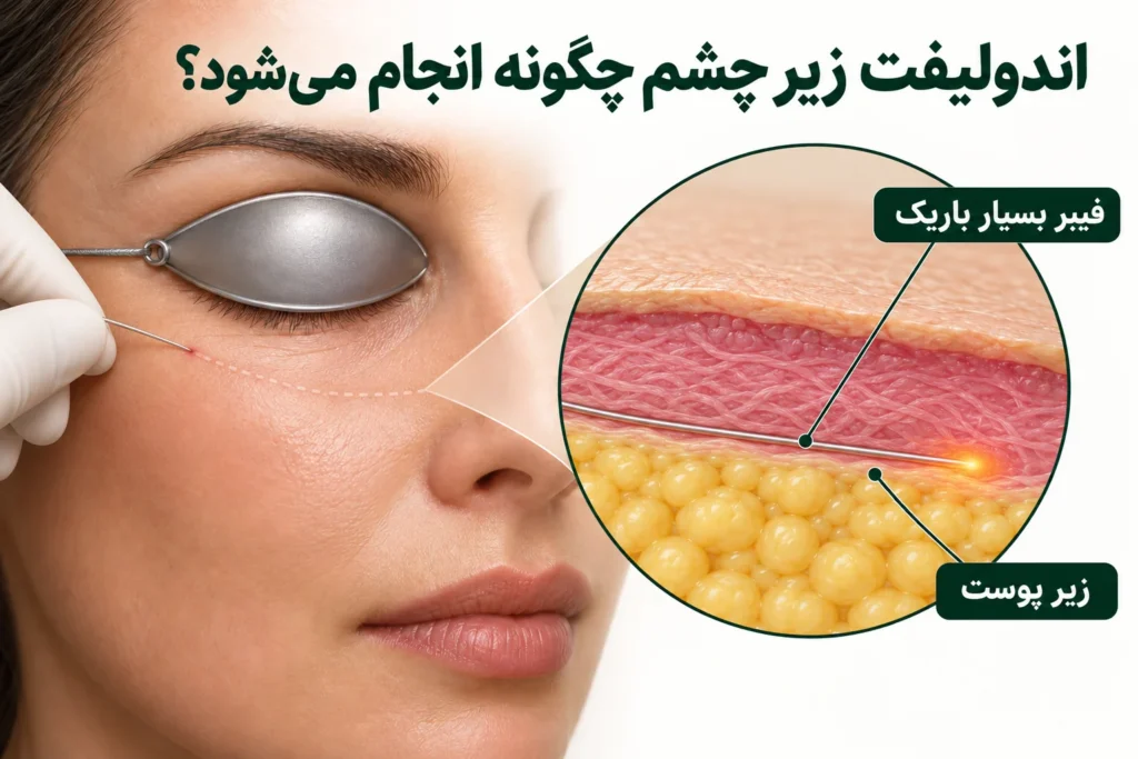 تصویر مقاله اندولیفت زیر چشم؛ کاربرد برای پف، هزینه و عوارض